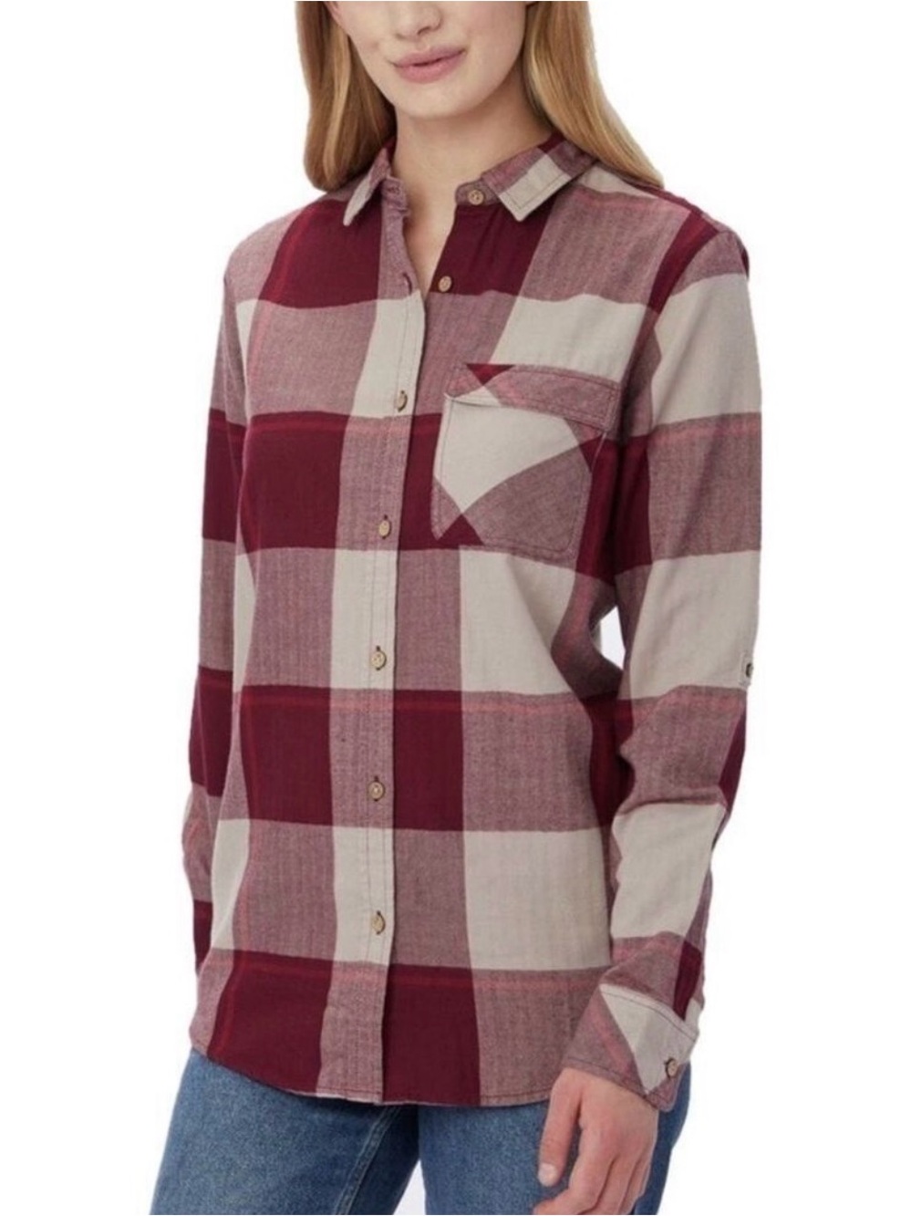 TenTree Kimberly flannel Womens Small Long-Sleeve Button Up Shirt Casual check